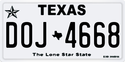 TX license plate DOJ4668