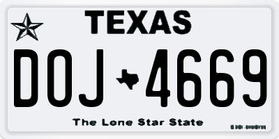 TX license plate DOJ4669