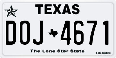 TX license plate DOJ4671
