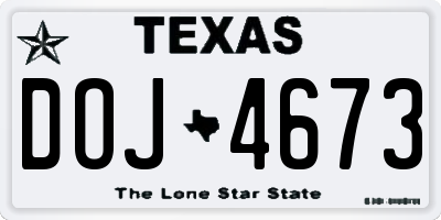 TX license plate DOJ4673
