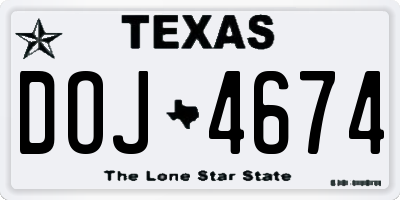 TX license plate DOJ4674