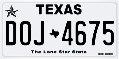 TX license plate DOJ4675