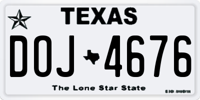 TX license plate DOJ4676