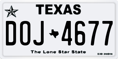TX license plate DOJ4677