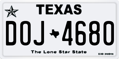 TX license plate DOJ4680