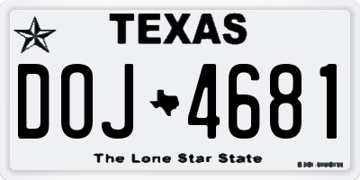 TX license plate DOJ4681