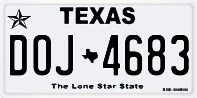 TX license plate DOJ4683