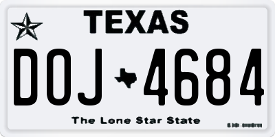 TX license plate DOJ4684
