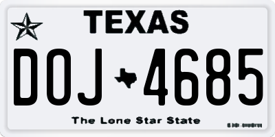 TX license plate DOJ4685