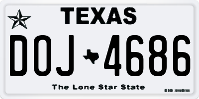 TX license plate DOJ4686