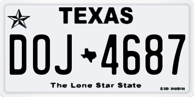 TX license plate DOJ4687