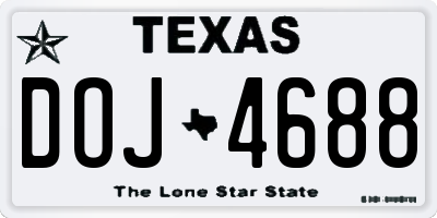 TX license plate DOJ4688