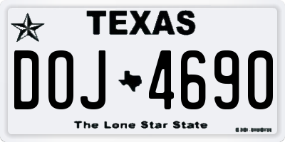 TX license plate DOJ4690