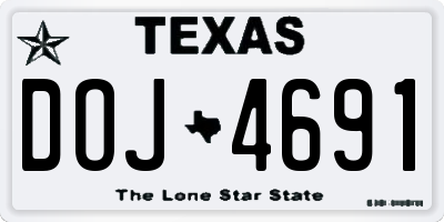 TX license plate DOJ4691