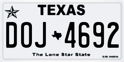 TX license plate DOJ4692