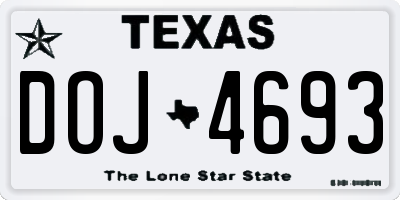 TX license plate DOJ4693