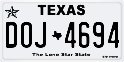 TX license plate DOJ4694