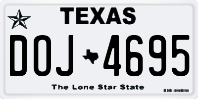 TX license plate DOJ4695