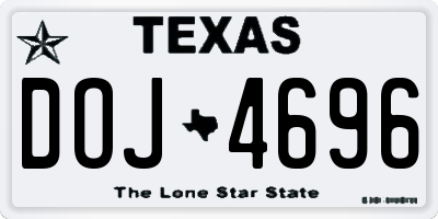 TX license plate DOJ4696