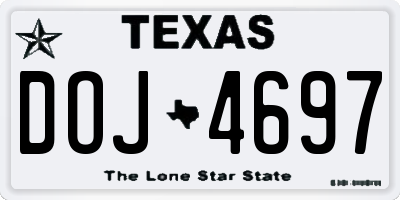 TX license plate DOJ4697