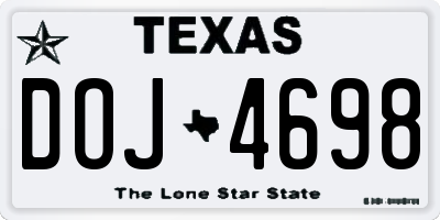 TX license plate DOJ4698