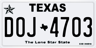 TX license plate DOJ4703