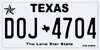 TX license plate DOJ4704