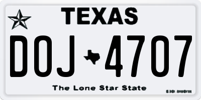 TX license plate DOJ4707