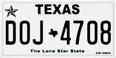 TX license plate DOJ4708