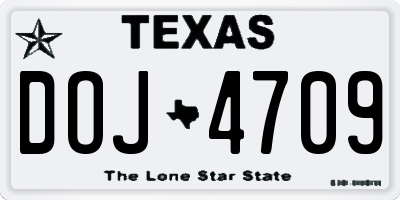 TX license plate DOJ4709
