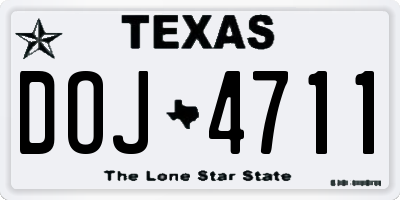 TX license plate DOJ4711