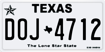 TX license plate DOJ4712