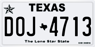 TX license plate DOJ4713