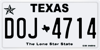 TX license plate DOJ4714