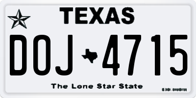 TX license plate DOJ4715