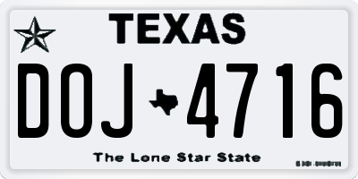 TX license plate DOJ4716