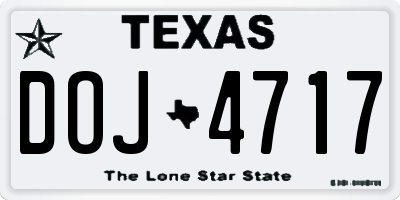 TX license plate DOJ4717