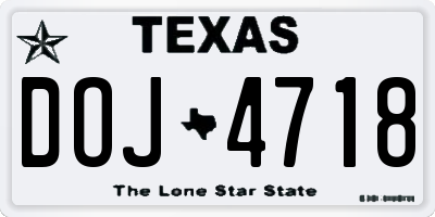 TX license plate DOJ4718
