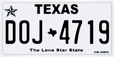 TX license plate DOJ4719