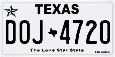 TX license plate DOJ4720