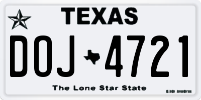 TX license plate DOJ4721