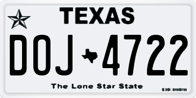 TX license plate DOJ4722