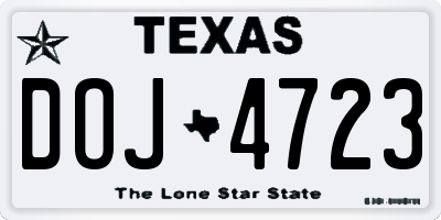 TX license plate DOJ4723