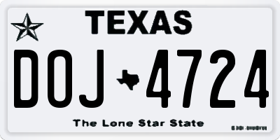 TX license plate DOJ4724