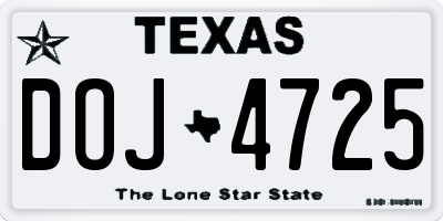 TX license plate DOJ4725