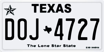 TX license plate DOJ4727