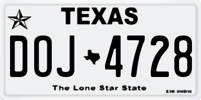 TX license plate DOJ4728