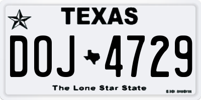 TX license plate DOJ4729