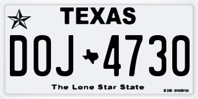 TX license plate DOJ4730