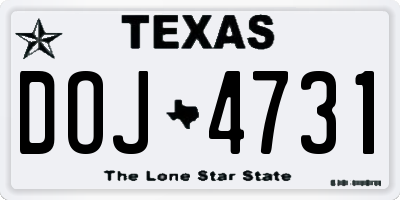 TX license plate DOJ4731